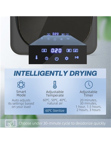HOMCOM 4kg Vented Tumble Dryer with Deodorize, Smart Mode, 800W Compact Tumble Dryer with Stainless Steel Tub, Front Load, for F