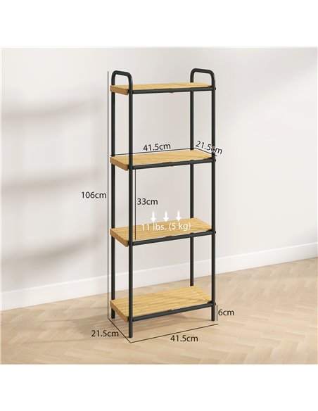 HOMCOM 4-Tier Bamboo Bathroom Storage Shelf, Freestanding Narrow Shelving Unit with Slatted Shelves for Kitchen Bathroom Living  - pic 171701 | FastDaddyshop