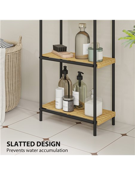 HOMCOM 4-Tier Bamboo Bathroom Storage Shelf, Freestanding Narrow Shelving Unit with Slatted Shelves for Kitchen Bathroom Living  - pic 171704 | FastDaddyshop