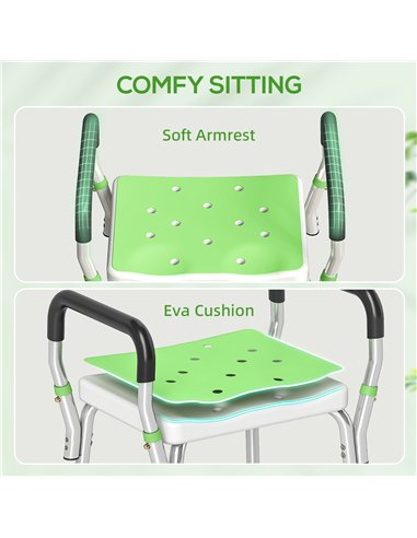 HOMCOM 57-69cm Aluminium Frame Bath Seat