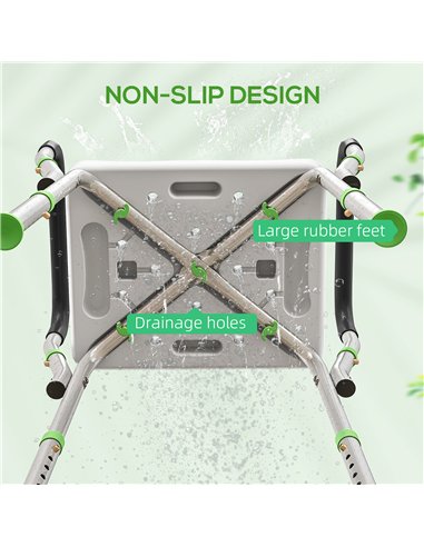 HOMCOM 57-69cm Aluminium Frame Bath Seat