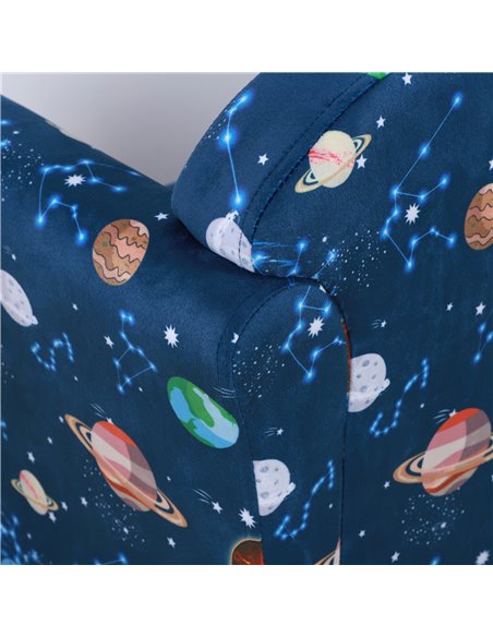 HOMCOM Kids Planet-Themed Armchair, with Non-Slip Feet, Wooden Frame - Blue - pic 17172 | FastDaddyshop
