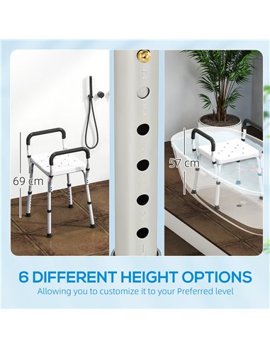 HOMCOM 57-69cm Aluminium Frame Bath Seat