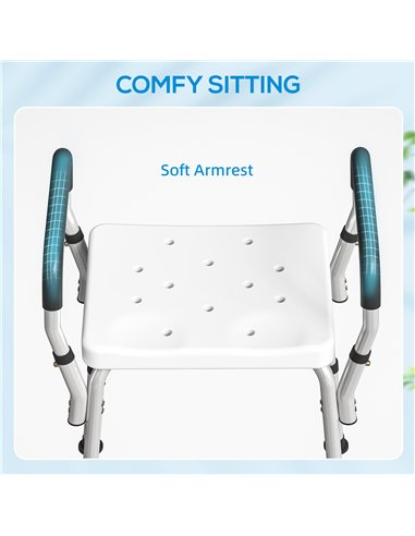 HOMCOM 57-69cm Aluminium Frame Bath Seat
