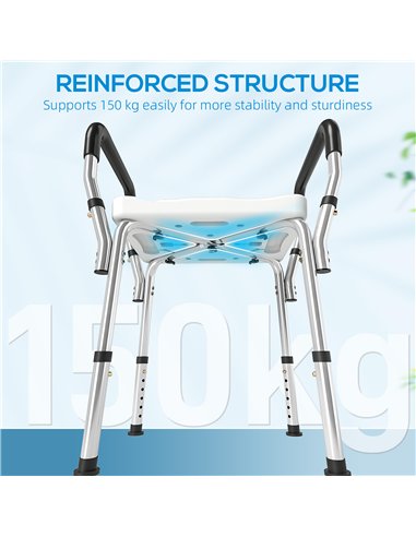 HOMCOM 57-69cm Aluminium Frame Bath Seat