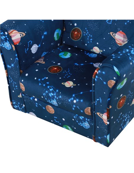 HOMCOM Kids Planet-Themed Armchair, with Non-Slip Feet, Wooden Frame - Blue - pic 17173 | FastDaddyshop