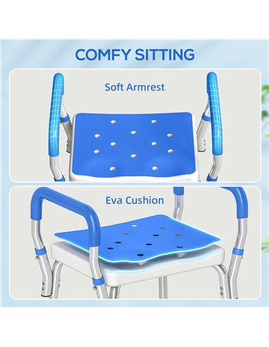 HOMCOM 57-69cm Aluminium Frame Bath Seat