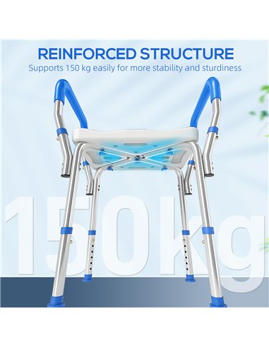 HOMCOM 57-69cm Aluminium Frame Bath Seat
