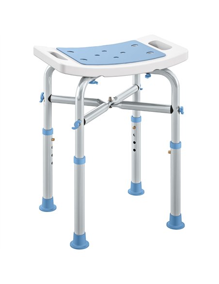 HOMCOM 44-51.5cm Aluminium Frame Shower/Bath Stool - Light Blue - pic 171744 | FastDaddyshop
