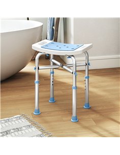 HOMCOM 44-51.5cm Aluminium Frame Shower/Bath Stool - Light Blue 2