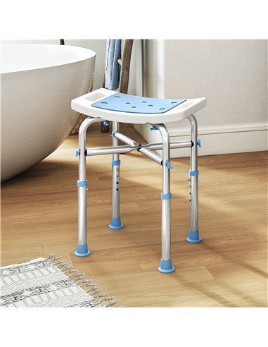 HOMCOM 44-51.5cm Aluminium Frame Shower/Bath Stool - Light Blue