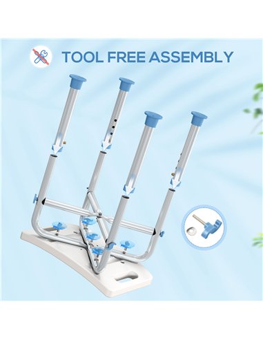 HOMCOM 44-51.5cm Aluminium Frame Shower/Bath Stool - Light Blue