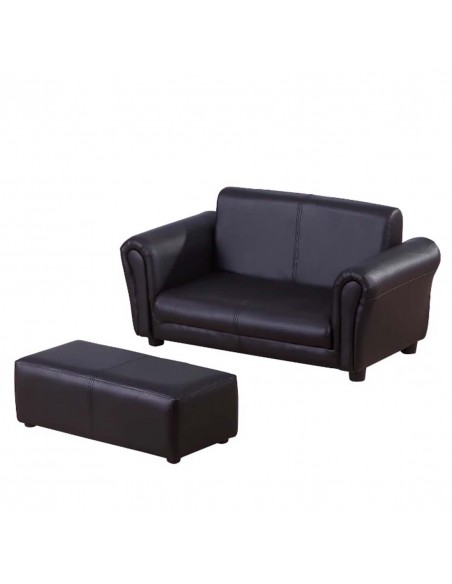 Homcom Kids Twin Sofa, 2 Seater Toddler Armchair with Footstool, Black - pic 17175 | FastDaddyshop