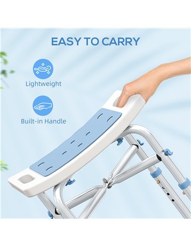 HOMCOM 44-51.5cm Aluminium Frame Shower/Bath Stool - Light Blue