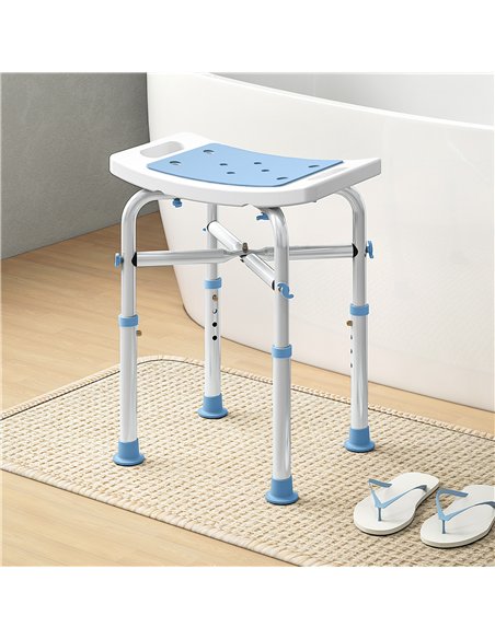 HOMCOM 44-51.5cm Aluminium Frame Shower/Bath Stool - Light Blue - pic 171751 | FastDaddyshop