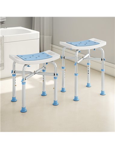 HOMCOM 44-51.5cm Aluminium Frame Shower/Bath Stool - Light Blue