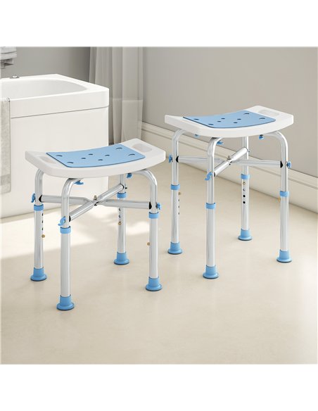 HOMCOM 44-51.5cm Aluminium Frame Shower/Bath Stool - Light Blue - pic 171752 | FastDaddyshop