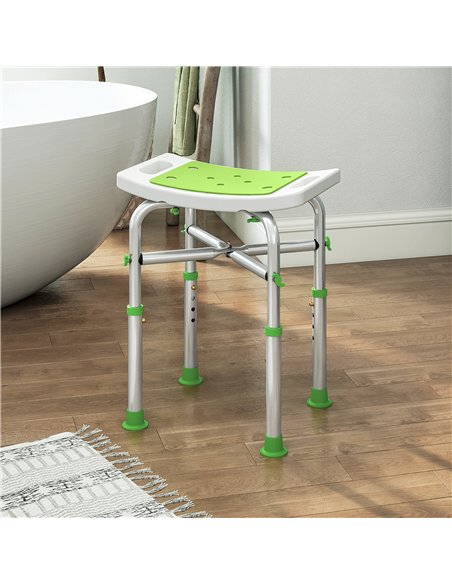 HOMCOM 44-51.5cm Aluminium Frame Shower/Bath Stool - Green - pic 171754 | FastDaddyshop