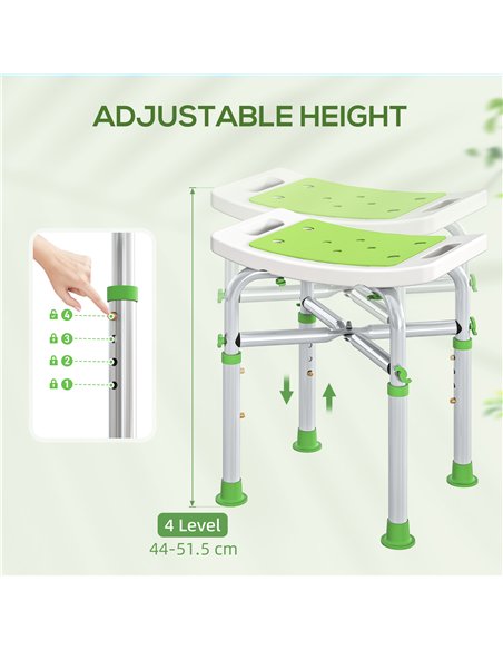 HOMCOM 44-51.5cm Aluminium Frame Shower/Bath Stool - Green - pic 171758 | FastDaddyshop