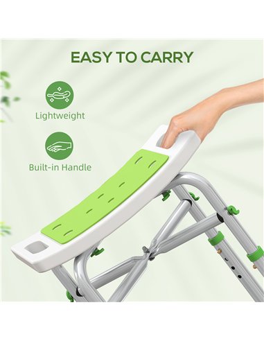 HOMCOM 44-51.5cm Aluminium Frame Shower/Bath Stool - Green