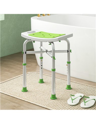 HOMCOM 44-51.5cm Aluminium Frame Shower/Bath Stool - Green