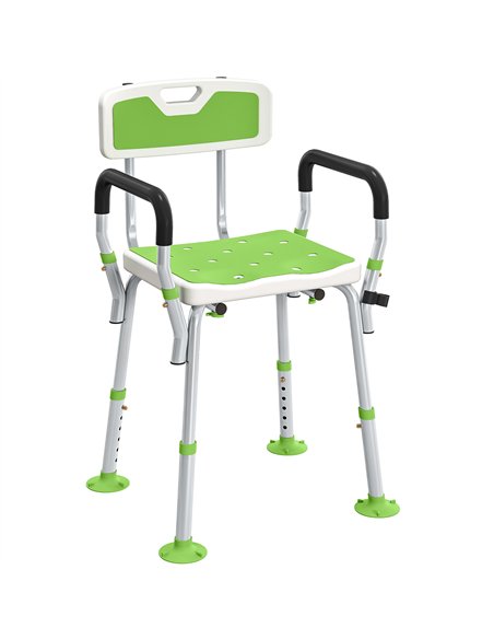 HOMCOM EVA Padded Shower Chair for the Elderly and Disabled, Height Adjustable Shower Stool with Back and Arms, 4 Suction Foot P - pic 171762 | FastDaddyshop