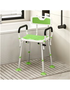 HOMCOM EVA Padded Shower Chair for the Elderly and Disabled, Height Adjustable Shower Stool with Back and Arms, 4 Suction Foot P 2