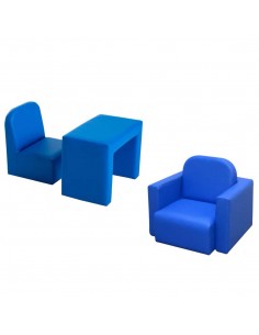 Homcom 2 in 1 Kids Table Chair Set with Sponge Supportive Wooden Frame, Blue