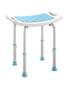 HOMCOM Shower Chair, Adjustable Height Shower Stool with Aluminium Frame and Non-Slip Feet, Bathtub Stool Seat for Elderly Disab