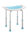 HOMCOM Shower Chair, Adjustable Height Shower Stool with Aluminium Frame and Non-Slip Feet, Bathtub Stool Seat for Elderly Disab