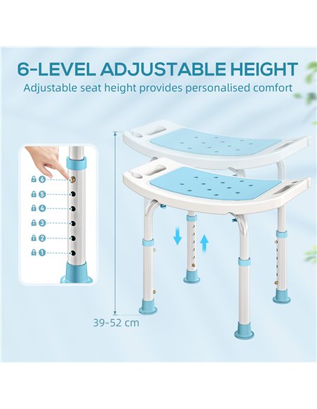 HOMCOM Shower Chair, Adjustable Height Shower Stool with Aluminium Frame and Non-Slip Feet, Bathtub Stool Seat for Elderly Disab - pic 171775 | FastDaddyshop