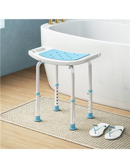 HOMCOM Shower Chair, Adjustable Height Shower Stool with Aluminium Frame and Non-Slip Feet, Bathtub Stool Seat for Elderly Disab - pic 171778 | FastDaddyshop