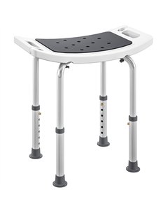HOMCOM Shower Chair, Adjustable Height Shower Stool with Aluminium Frame and Non-Slip Feet, Bathtub Stool Seat for Elderly Disab