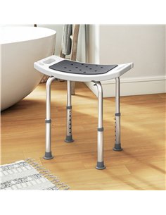 HOMCOM Shower Chair, Adjustable Height Shower Stool with Aluminium Frame and Non-Slip Feet, Bathtub Stool Seat for Elderly Disab 2
