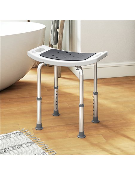 HOMCOM Shower Chair, Adjustable Height Shower Stool with Aluminium Frame and Non-Slip Feet, Bathtub Stool Seat for Elderly Disab - pic 171781 | FastDaddyshop