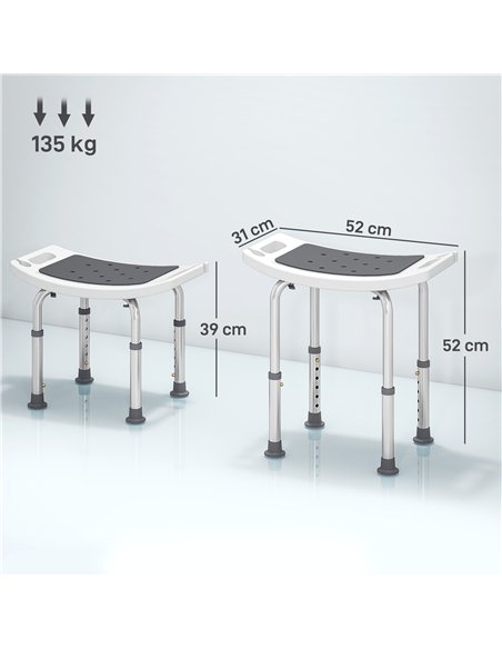 HOMCOM Shower Chair, Adjustable Height Shower Stool with Aluminium Frame and Non-Slip Feet, Bathtub Stool Seat for Elderly Disab - pic 171782 | FastDaddyshop