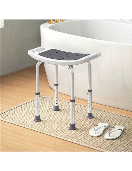 HOMCOM Shower Chair, Adjustable Height Shower Stool with Aluminium Frame and Non-Slip Feet, Bathtub Stool Seat for Elderly Disab - pic 171787 | FastDaddyshop