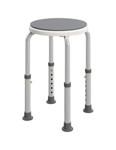 HOMCOM 360° Swivel Shower Chair, Height Adjustable Aluminium Shower Stool with Non-Slip Feet for Disabled, Elderly, Grey