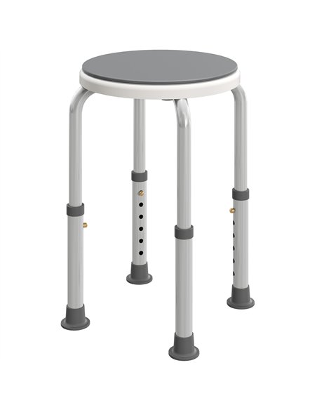 HOMCOM 360° Swivel Shower Chair, Height Adjustable Aluminium Shower Stool with Non-Slip Feet for Disabled, Elderly, Grey - pic 171789 | FastDaddyshop