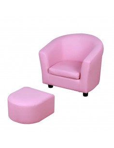 Homcom Kids Armchair with Footstool, Pink