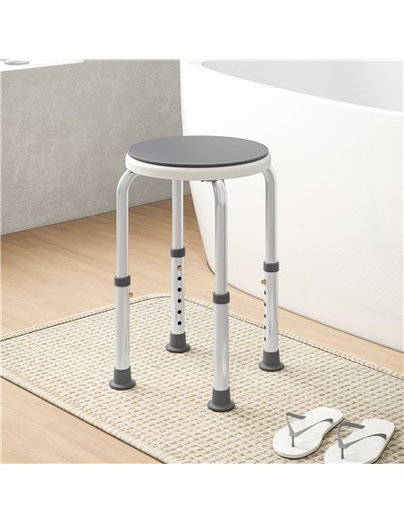 HOMCOM 360° Swivel Shower Chair, Height Adjustable Aluminium Shower Stool with Non-Slip Feet for Disabled, Elderly, Grey - pic 171790 | FastDaddyshop