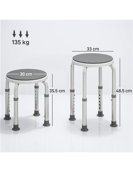HOMCOM 360° Swivel Shower Chair, Height Adjustable Aluminium Shower Stool with Non-Slip Feet for Disabled, Elderly, Grey - pic 171791 | FastDaddyshop