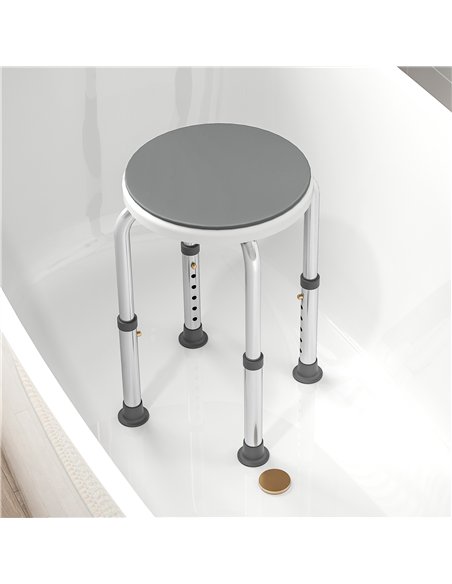 HOMCOM 360° Swivel Shower Chair, Height Adjustable Aluminium Shower Stool with Non-Slip Feet for Disabled, Elderly, Grey - pic 171796 | FastDaddyshop