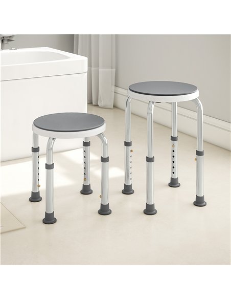 HOMCOM 360° Swivel Shower Chair, Height Adjustable Aluminium Shower Stool with Non-Slip Feet for Disabled, Elderly, Grey - pic 171797 | FastDaddyshop