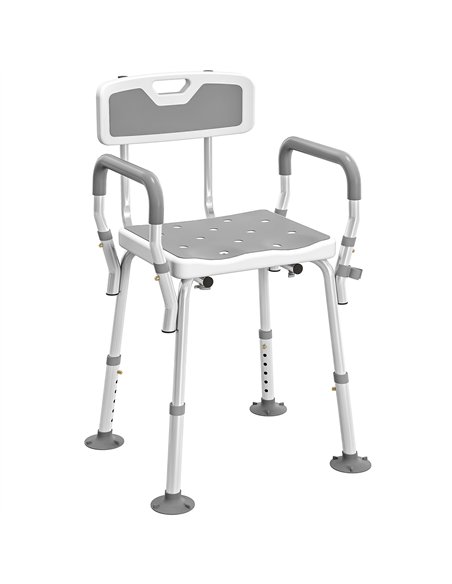 HOMCOM EVA Padded Shower Chair for the Elderly and Disabled, Height Adjustable Shower Stool with Back and Arms, 4 Suction Foot P - pic 171798 | FastDaddyshop