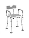 HOMCOM EVA Padded Shower Chair for the Elderly and Disabled, Height Adjustable Shower Stool with Back and Arms, 4 Suction Foot P