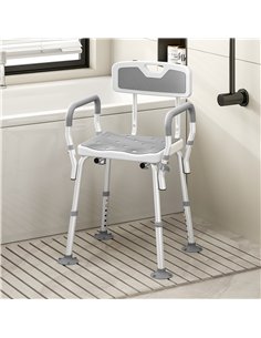 HOMCOM EVA Padded Shower Chair for the Elderly and Disabled, Height Adjustable Shower Stool with Back and Arms, 4 Suction Foot P 2