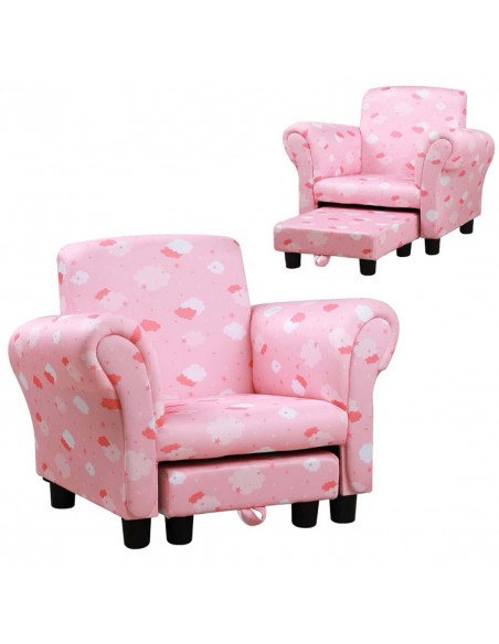 Homcom Kids Cloud-Design Chair with Footrest, Pink - pic 17180 | FastDaddyshop
