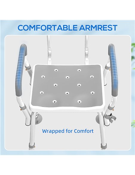 HOMCOM EVA Padded Shower Chair for the Elderly and Disabled, Height Adjustable Shower Stool with Back and Arms, 4 Suction Foot P - pic 171802 | FastDaddyshop