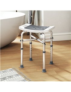 HOMCOM 44-51.5cm Aluminium Frame Shower/Bath Stool - Grey 2